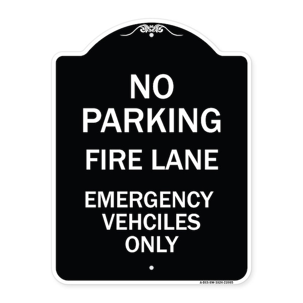 Signmission Fire Lane Emergency Vehicles Only Heavy-Gauge Aluminum Architectural Sign, 24" x 18", BW-1824-23985 A-DES-BW-1824-23985 - main